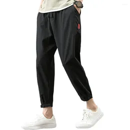 Men's Pants Casual Cargo Style Bottoms Straight Ankle-banded Sweatpants With Side Pockets For Gym Training Jogging Elastic Waist Solid