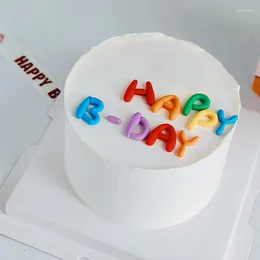 Party Supplies Colorful Happy Letter Cake Baking Decoration Candy Color Twisted Candle Rain Silk Dessert Plugin