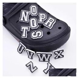 Shoe Parts & Accessories 100Pcs Custom Black White Letters Pvc Charms Shoecharm Buckles Fashion Soft Rubber For Clog Shoes Mixed 26 Dr Dh1Ob