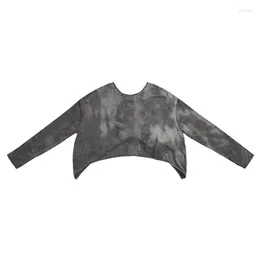 Ethnic Clothing Tie-Dyed Yoga Clothes Workout Long Sleeve Blouse Short Beauty Back Exercise T-shirt Hollow Out Top