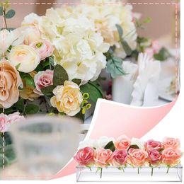 Vases Acrylic Rectangular Flower Vase Light With Lid Wedding Dinner Table Floral Centrepiece Morden Desktop Home Decorate