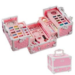 Beauty Fashion Childrens simulated makeup toy girls cosmetics game box set childrens lipstick eye shadow toy safe and non-toxic birthday gift WX5.21