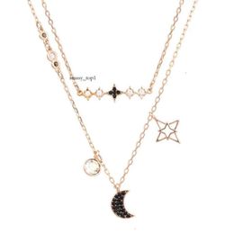 Swarovskis Necklace Designer Luxury Fashion Women Original Quality Swallow Moon Star Double Layer Female 2-in-1 Collar Chain Two Rose Gold top quality 24ss 191