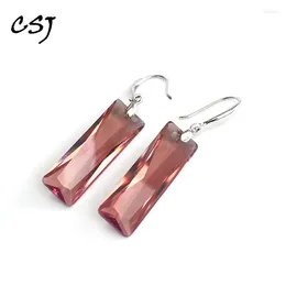 Dangle Earrings CSJ Rectangular Shape Zultanite Sterling 925 Silver Created Colour Change Earring For Women Wedding Fine Jewellery Gift