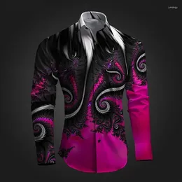 Men's Dress Shirts Feather Abstract Spring Summer Patchwork Long Sleeve Button Style Designer Design HD Graphics High Quality Plus Size