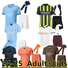 men Adult kids kit 2024 2025 MANCHESTE Man City HAALAND soccer jerseys J.alvarez EDERSON 23 24 25 DE BRUYNE MANS CITIES GREALISH EDERSON MAHREZ FODEN football shirt 888