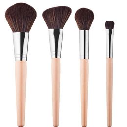 Makeup Brushes Makeup matching brush set -4 pieces of pink matte handle soft synthetic bristle facial powder blusher highlight concealer cosmetic tool Q240522