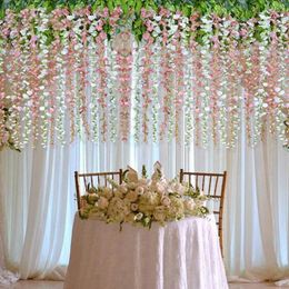 Decorative Flowers Artificial Flower Vine Wisteria Ratta Extra Long Thick Hanging Garland Silk For Home Party Wedding Decor