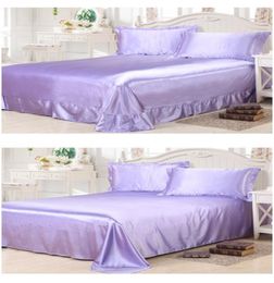 7pcs Blue Purple Lilac Silk Bedding set Satin bed sheets Super King queen full twin size duvet cover bedsheet fitted bed in a bag 8525739