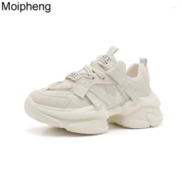 Casual Shoes Moipheng Chunky Sneakers Women Mesh Breathable High Platform For Female Lace-up Round Toe Flat Sport Shoe Sneaker