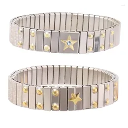 Link Bracelets Rhinestones Stackable Stretch For Women Elastic Bracelet Ladies Stainless Steel