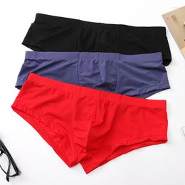 Underpants Men Underwear Ice Silk Flat Corner Pants Sexy Panties Sports Lingerie Breathable Boxers & Briefs Low Waist Cueca Masculina