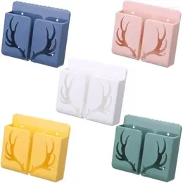 Hooks Wall Mounted Storage Box Cosmetic Remote Control Holder Bathroom Rack Shelf Adhesive Case Gadgets For Home