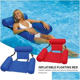 Pool Accessories 1Pc Floating Water Hammock Float Lounger Inflatable Bed Net Er Drop Delivery Sports Outdoors Swimming Dhquo