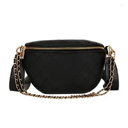 Waist Bags 20PCS / LOT PU Leather Fanny Pack Chest Bum Belt Rhomboid Plaid Crossbody Shoulder Bag Women Female Handbag Chain