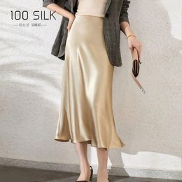 Skirts Silk Breathable Gold Colourful Fishtall Ecofirendly Woman Dresses Maxi Office Lady Cloth Trumpet Skirt Womens' Long Dress