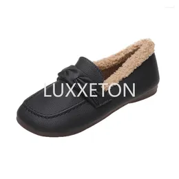 Casual Shoes 2024 Comfortable Women's Winter Plush Flat Bottom Anti Slip Pregnant One Step Lazy