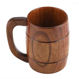 Mugs Natural Wooden Beer Cup Retro Big Capacity Tea Water Classic Wood Drinking Mug With Handle For Home Restaurant Bar El