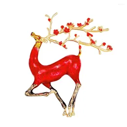 Brooches Enamel Elk Brooch Coat Sweater Accessories Suit Corsage Pin Button Alloy Animal Sika Deer For Woman Christmas Gift