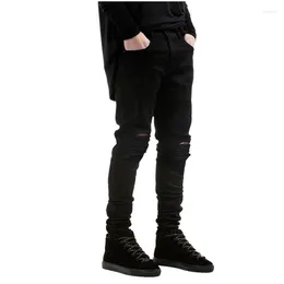 Men's Jeans Men Black Ripped Skinny Hip Hop Swag Denim Scratched Biker Joggers Pants Designer Trousers