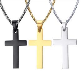 Pendant Necklaces Fashionable stainless steel cross pendant necklace mens chain charm necklace cool boy girl punk hip-hop Jewellery gift S2452206