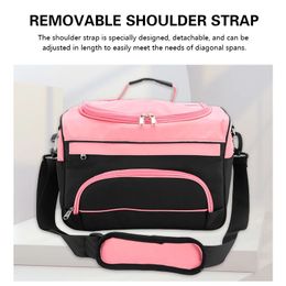 Barber Large Capacity Hair Scissor Comb Bag Hairdressing Tools Storage Pouch Salon Haircut Case Suitcase Organizer Pink Black 240522