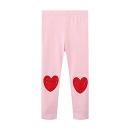 Medidores de salto 2-7t corações outono primavera leggings de comprimento completo bebê magro de lápis fofa calças lindas l2405