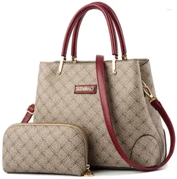 Shoulder Bags 2024 2pcs/Set Composite Women Luxury Handbag Inlcude Bag Tote And Coin Sling MINI Sac A Main Femme Ladies