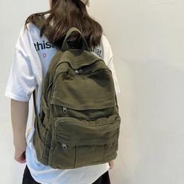 Backpack Shoulders Large Capacity Khaki Fashion Canvas Backpacks Female College Teen Computer Bag Mochila