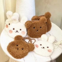 Handbags Cute Bear Plush Shoulder Bag Childrens Cartoon Messenger Bag Kawaii Plush Wallet Little Girl Stuffed Animal Backpack Y240523IHKJ