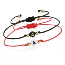 Charm Bracelets Handmade 26 Letter Bracelet Black Red Thread String Rope Women Men Initials Name Adjustable Statement Couple Jewellery Dhogi