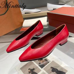 Casual Shoes Genuine Leather Ladies Loafers Flat Heel Daily For Women Pointed Toe Brand Mules Office Glove
