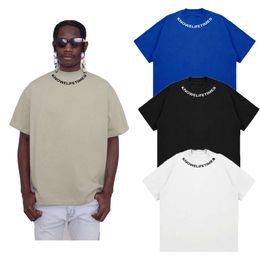 260g cotton short T-shirt for men women, simple and trendy half sleeved round neck printed English neckline top M523 36