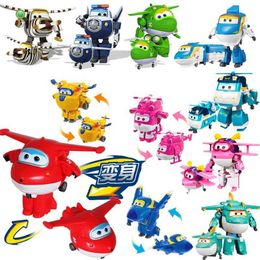 Transformation toys Robots Super Wings Action Character Conversion Robot Jett Donnie Bello Transformed Aircraft Car Animation Model Toy Christmas Gift Y240523