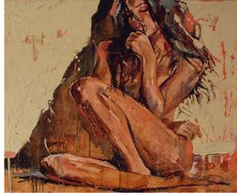 Hand Painted Abstract Portrait Oil Painting On Canvas sexy nude girl No stretch And No Framed Home Decoration8966304