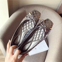 Casual Shoes 2024 European And American Fashion Elegant Women's Joker Bow Square Head Shallow Beans Flat Women Black Work Shoes.