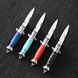 Camping Hunting Knives Mini portable folding pocket knife multifunctional EDC keychain pendant camping outdoor survival blade cutter bottle opener Q240522