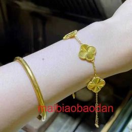 10A Vancllf High Luxury Designer Original Edition Womens Jewellery Vietnam Sha Jin Lucky Clover Bracelet Female Imitation Laser 18k Gold Five Flower Boutique Shop Sam