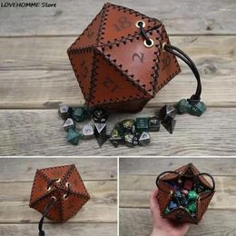 Storage Bags Leather D20 Dice Bag Polygonal Boxes Reinforced Drawstring For Daily Working Wearing Gift Idea