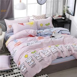 Bedding Sets 4pcs/set High Quality Comfortable Pink Cartoon Style Family Set Bed Linings Duvet Cover Sheet Pillowcases For Home 51