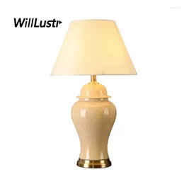 Table Lamps Ice Cracked Porcelain Lamp Colourful Glazed Ceramic Jar Copper Base Fabric Shade Study Bedside Living Room