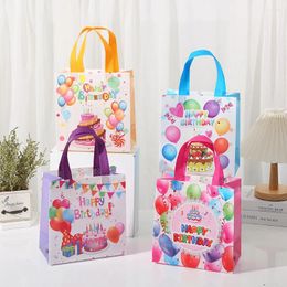 Gift Wrap 4Pcs Happy Birthday Nonwoven Bag Bule Cookie Candy Packaging Boxes For Kid Girls Baby Shower Party Food