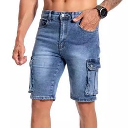Summer Mens Short Jeans Designer Jean Shorts Fashion Casual Slim Straignt Zipper Washed Denim for Men Street Punk Blue Multi Pocket33gs