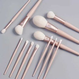 Makeup Brushes 12 pieces/set white goat hair makeup brush set powder contour makeup brush soft eye shadow powder blusher high gloss eyebrow makeup tool Q240522