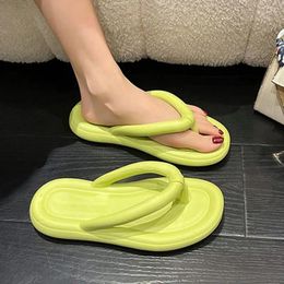 Slippers Candy Colors Summer Beach Flip Flops For Women 2024 Soft Bottom Platform Woman Comfy Non Slip Flat Slide Sandals
