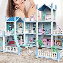 Doll House Accessories 3D Cross border Hot selling Children and Girls Family Toys Princess Castle Villa Assembly Doll House Set Toys Q240522