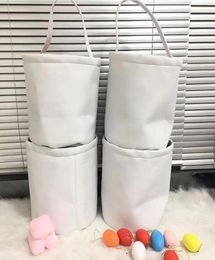 2021 Blank Sublimation Easter Bucket White DIY Easter Day Egg Storage Basket Lovely Candy Portable Bags Home Party fast ship7786517