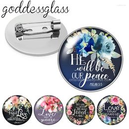 Brooches Flowers Pattern "Love God Pray" Po Glass Cabochon Brooch Pinback Button Bag Clothes Denim Jeans Lapel Pin Badge Jewellery Gift