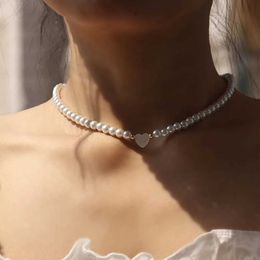 Colares de pingentes Novo colar de pérolas em forma de coração da moda para mulheres feitas à mão de 6 mm de pedra de pedra para joias femininas Presentes S2452206