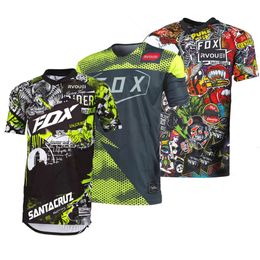 Men's T-shirts Rvouei Fox Enduro Motorcycle Mountain Bike Jersey Team Speed Surrender Mtb Off-road Dh Mx Bicycle Breathable Shirt Ke22